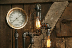 Steampunk Industrial / Steam Gauge Lamp / Gear Base / Locomotive / Lamp #1704 sold