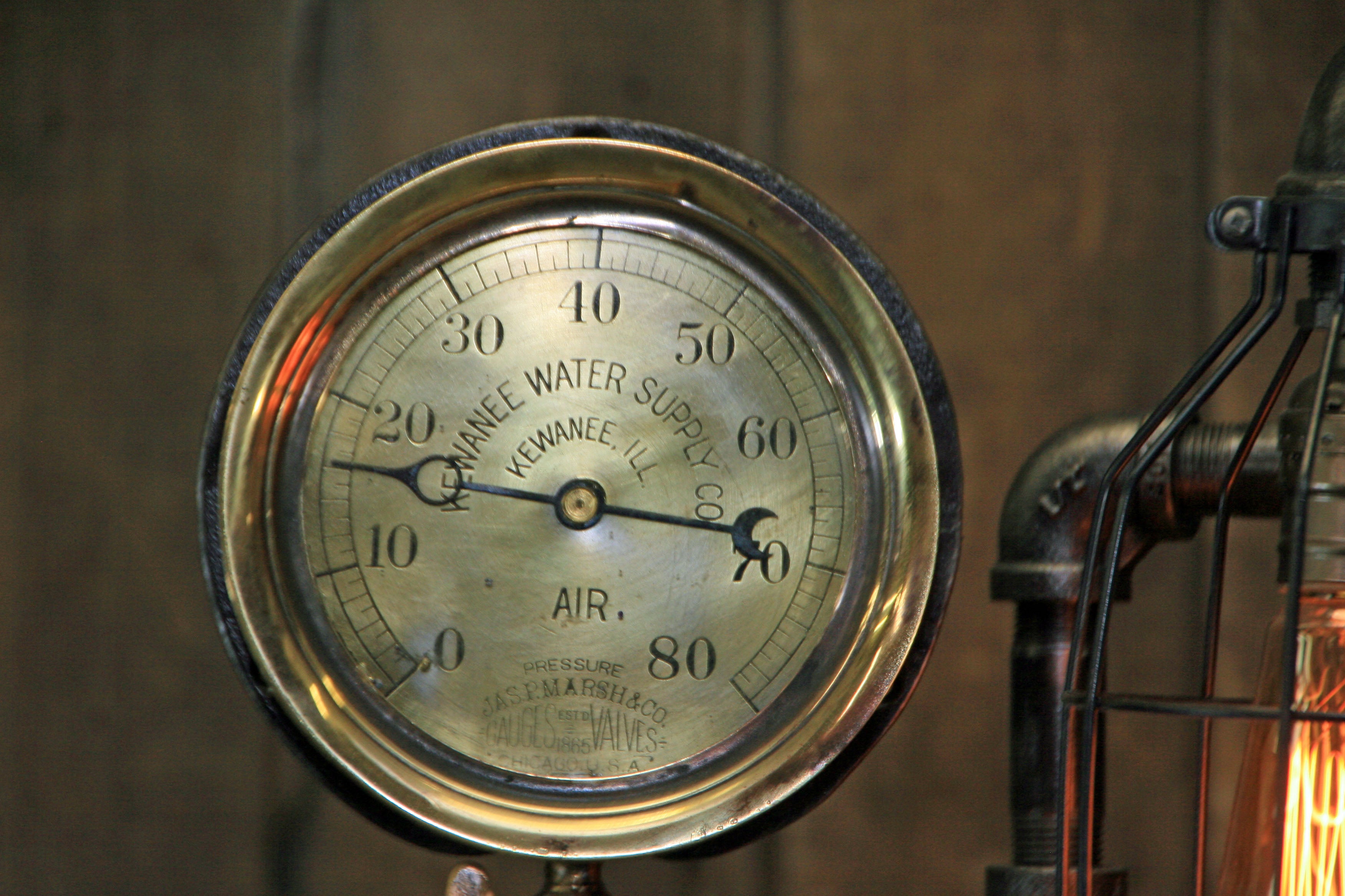Steampunk Industrial Machine Age Lamp / Steam Gauge /  Lamp #2131