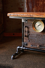 Industrial, Barn wood Steam Gauge Table, Lamp Stand  #822