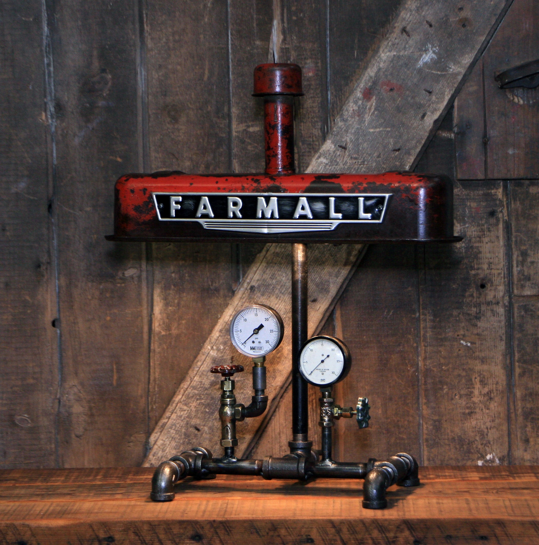 Steampunk Lamp, Antique Farmall Tractor Valve Cover Farm Lamp #2720