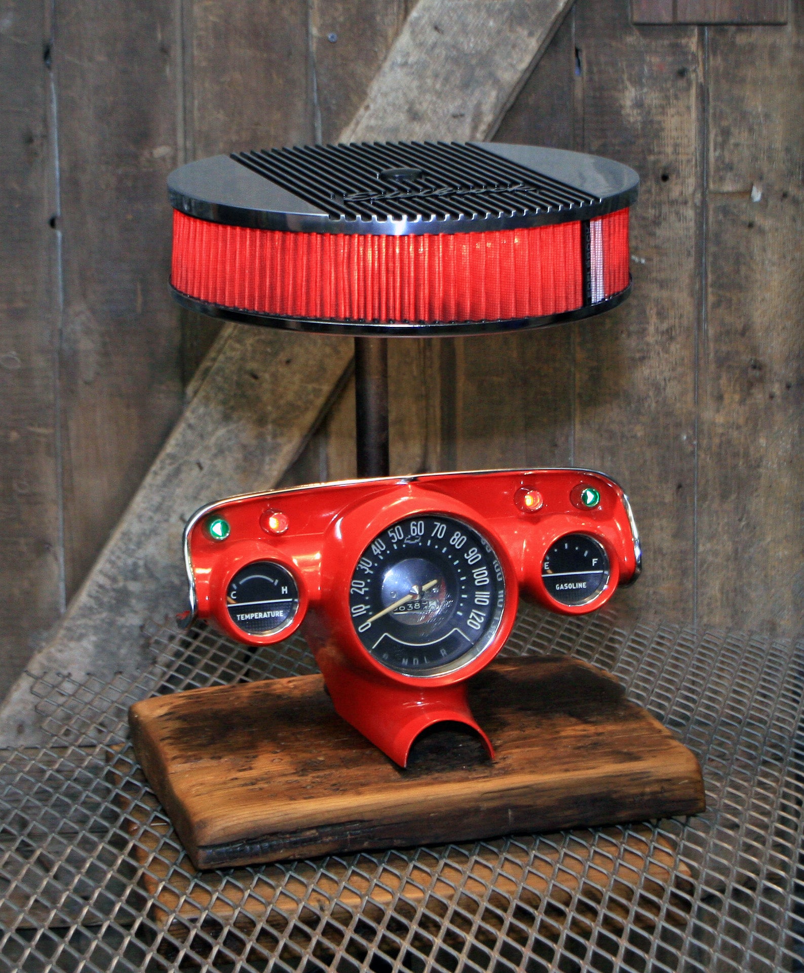 Steampunk Industrial / Antique 1957 Chevy Bel Air Dash / Automotive  / Edelbrock / Hot rod / Lamp #2789