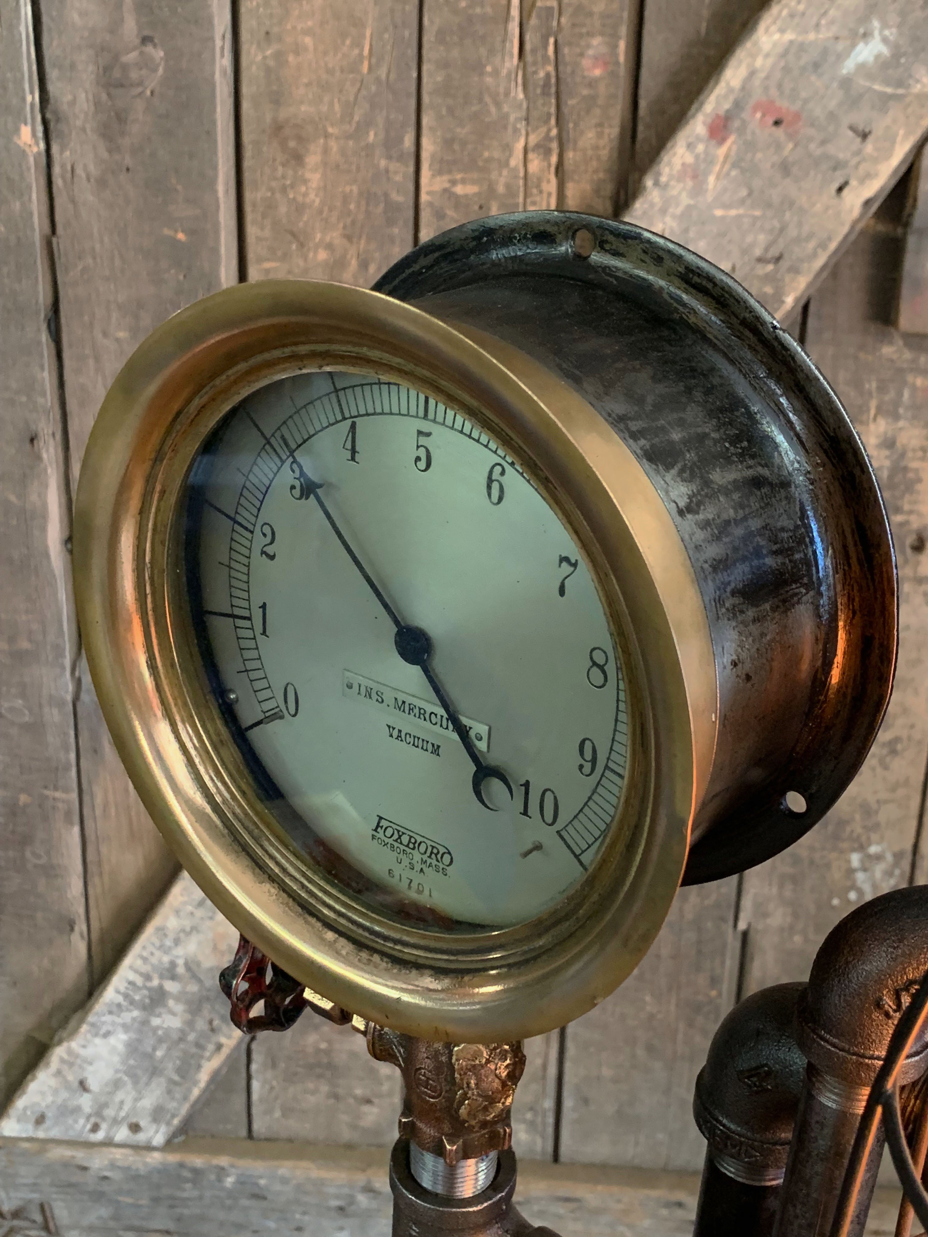 Steampunk Industrial Machine Age Lamp - Antique Steam Gauge #2648