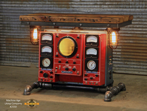 Steampunk Industrial Table / Antique Sun Engine Analyzer / Automotive / Barn wood Table / #2550