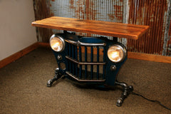 Steampunk Industrial Antique Jeep Willys Grille Table, Console - #1443 - SOLD