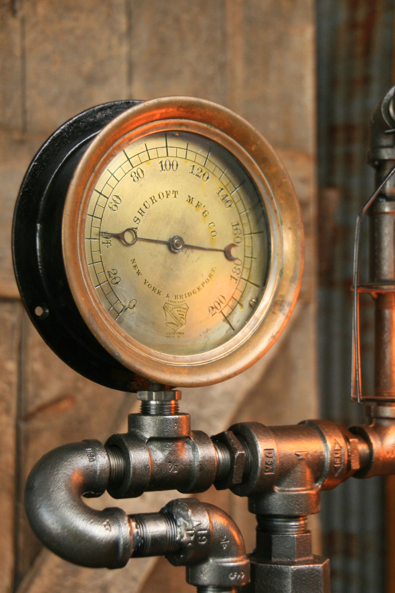 Steampunk Industrial Steam Gauge Lamp, 6" steam gauge #1060