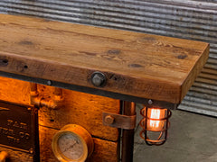 Steampunk Industrial / Barn Wood / Table / Console / Bar / Lighted / Table #2467