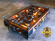 Steampunk Industrial Barnwood Coffee Table Steam Gauge #4065
