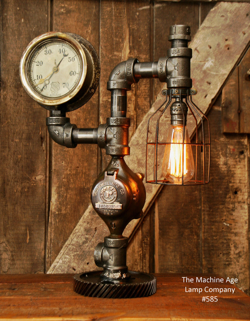 Machine Age Steampunk Steam Gauge Lamp #585