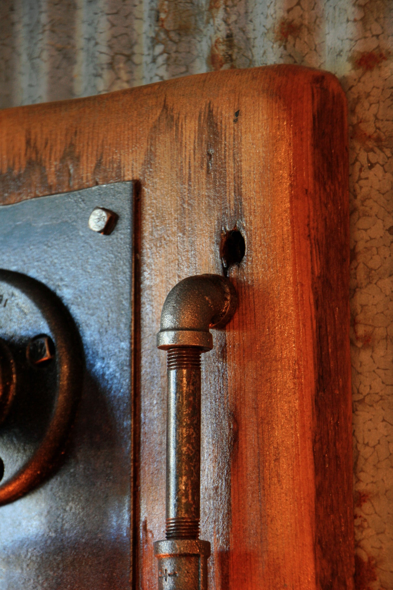 Steampunk, Industrial Barn Wood Wall Sconce, light, lamp, #659