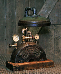 Steampunk Industrial / Machine Age Lamp / Antique Steam Gauge  /  Lamp #2793