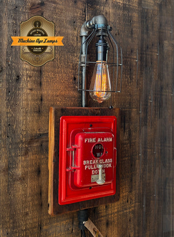 Antique Fire Fireman Call box Alarm Wall Sconce /  Lamp #3956