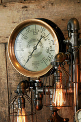 Steampunk Industrial, Steam Gauge Lamp Worcester, Mass #973