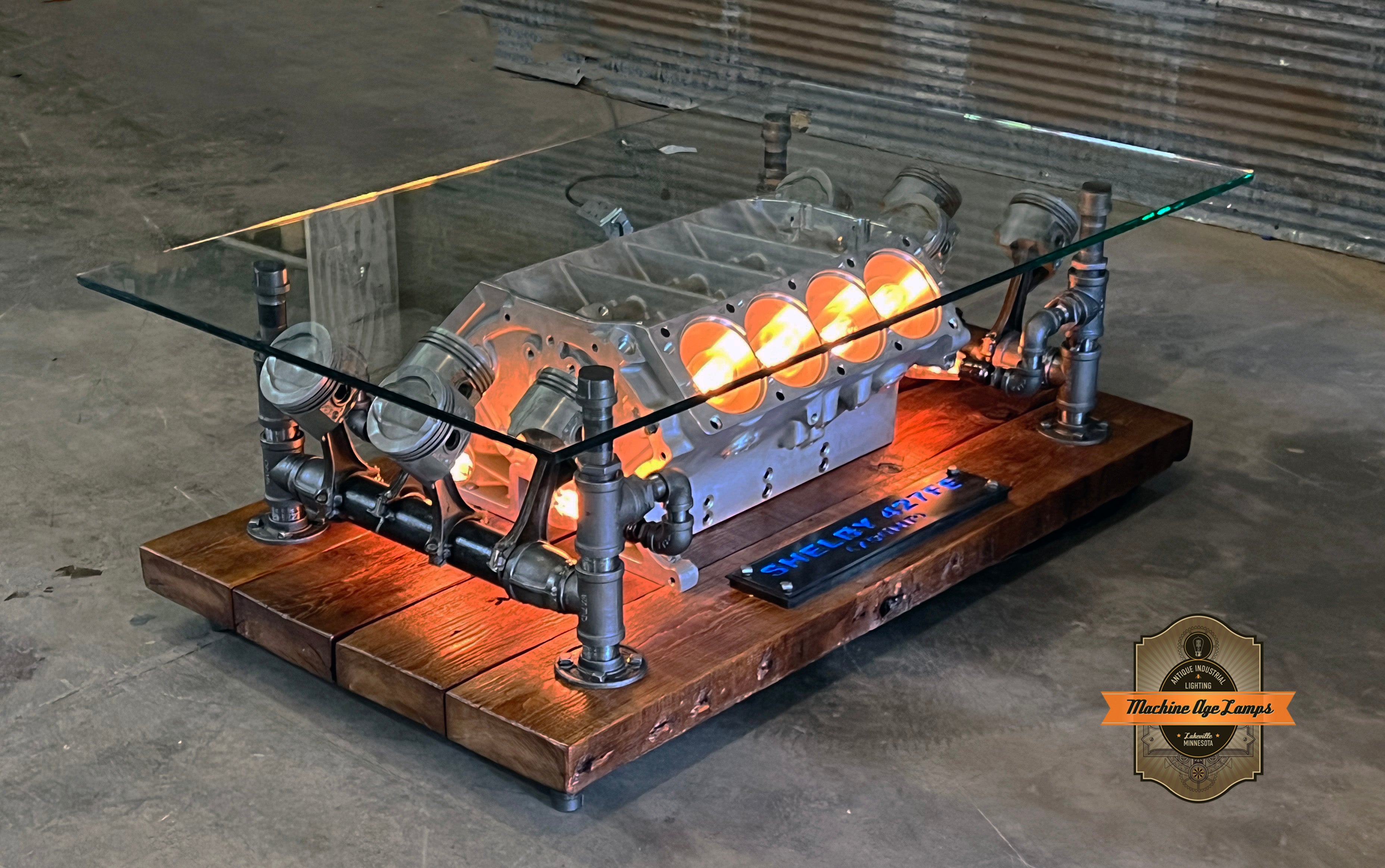 Steampunk Industrial / Carroll Shelby 427 Engine Block / Automotive / coffee Table #4065