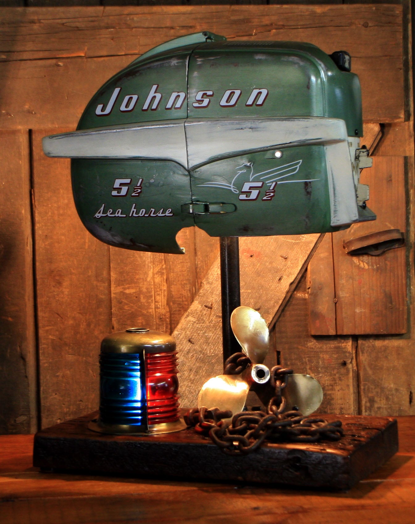 Steampunk Industrial / Antique Nautical Boat Display / Nautical / Marine / Cabin / Lamp #3568