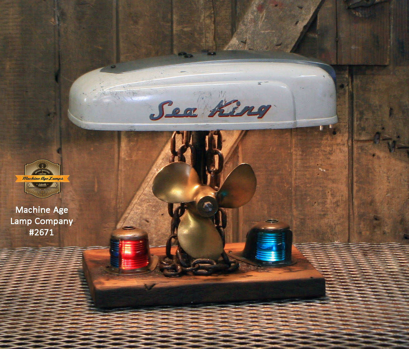 Steampunk Industrial / Boat Motor / Sea King / Nautical / Marine / Cabin /  Lamp #2671