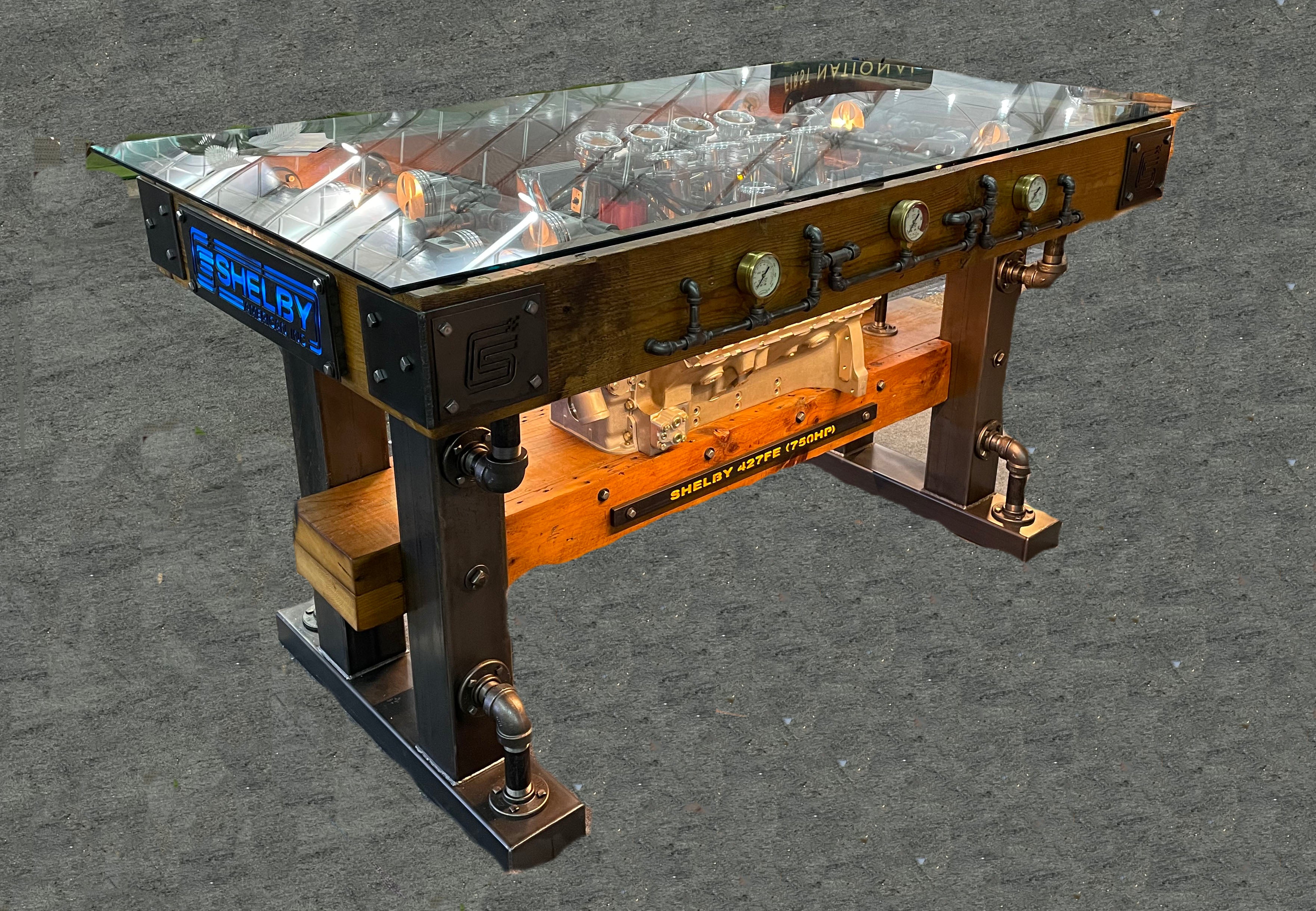 Industrial / "Pub" Height 42" / Carroll Shelby 427 FE Engine / Table Ford Shelby / Automotive / Table #3301