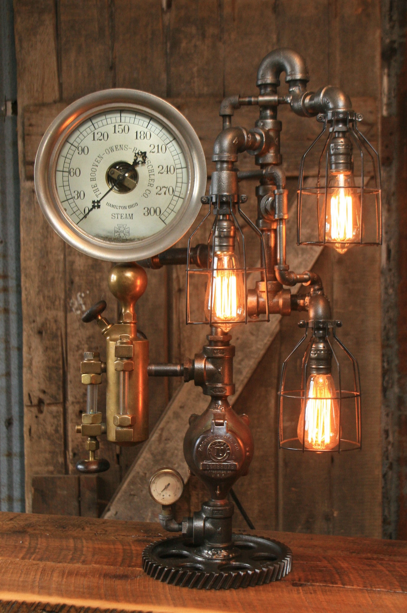 Steampunk Industrial / Steam Gauge Lamp / Ohio / Oiler #1428