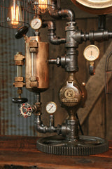 Steampunk Industrial / Antique Steam Gauge Lamp / Keene NH / H.W Hubbard / #1520