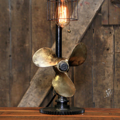 Steampunk Industrial Boat Marine Nautical Antique Brass Propeller Lamp, Gear Base #2201 sold