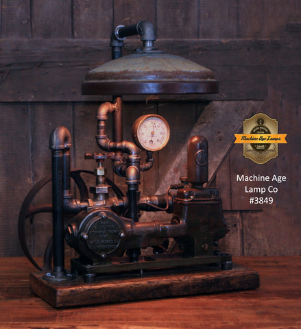 Steampunk Industrial / Machine Age Lamp / Well Pump / Farm  / Barnwood / #3849