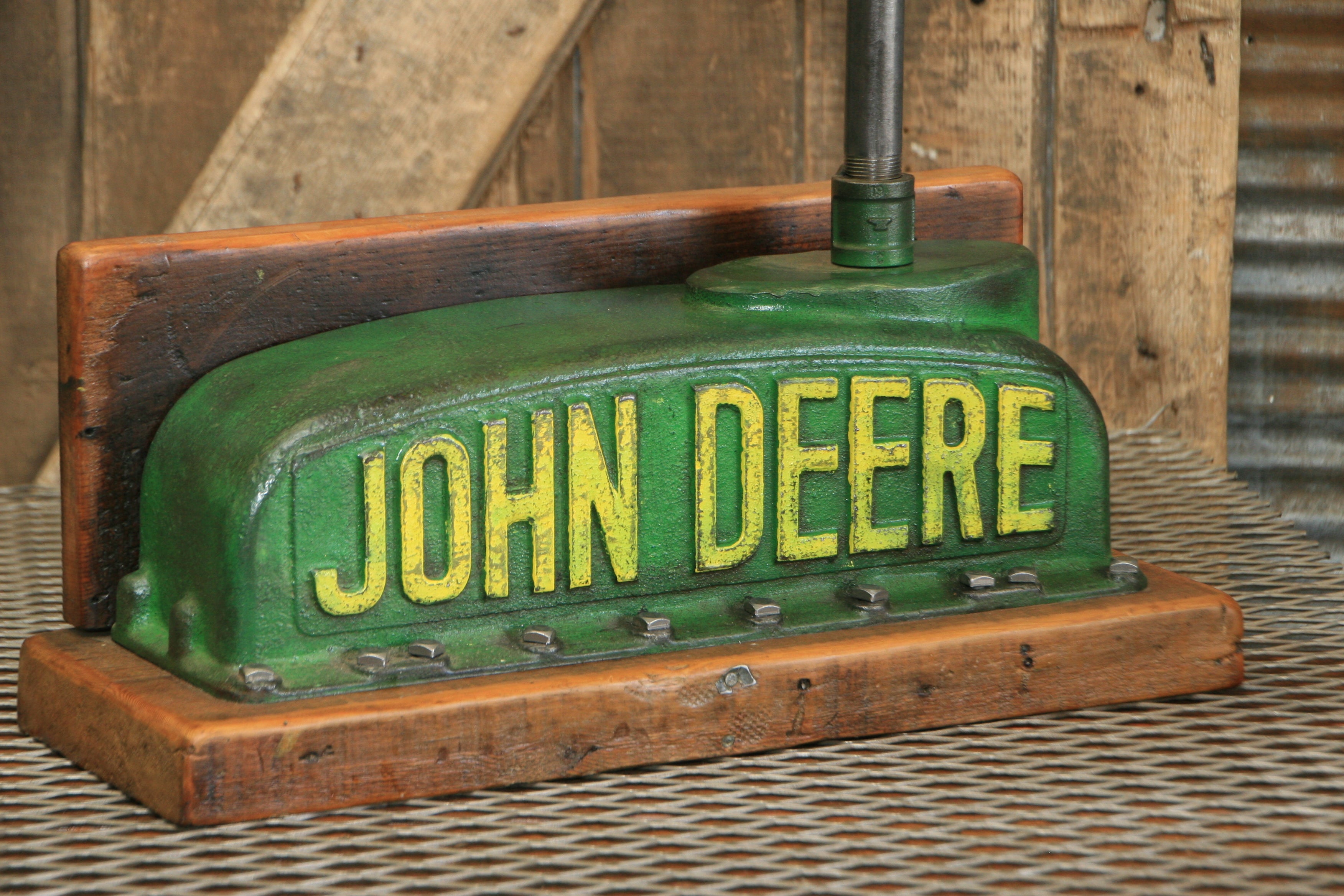 Steampunk Industrial / Antique John Deere Radiator Top / Lamp / Barnwood / Lamp #1764