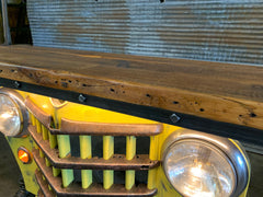 Steampunk Industrial / Original vintage 50's Jeep Willys Grille / Automotive  / Table Sofa Hallway / Yellow  / Table #2561