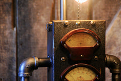 Steampunk, Industrial Electrical Meter & Gear Lamp #732 - SOLD