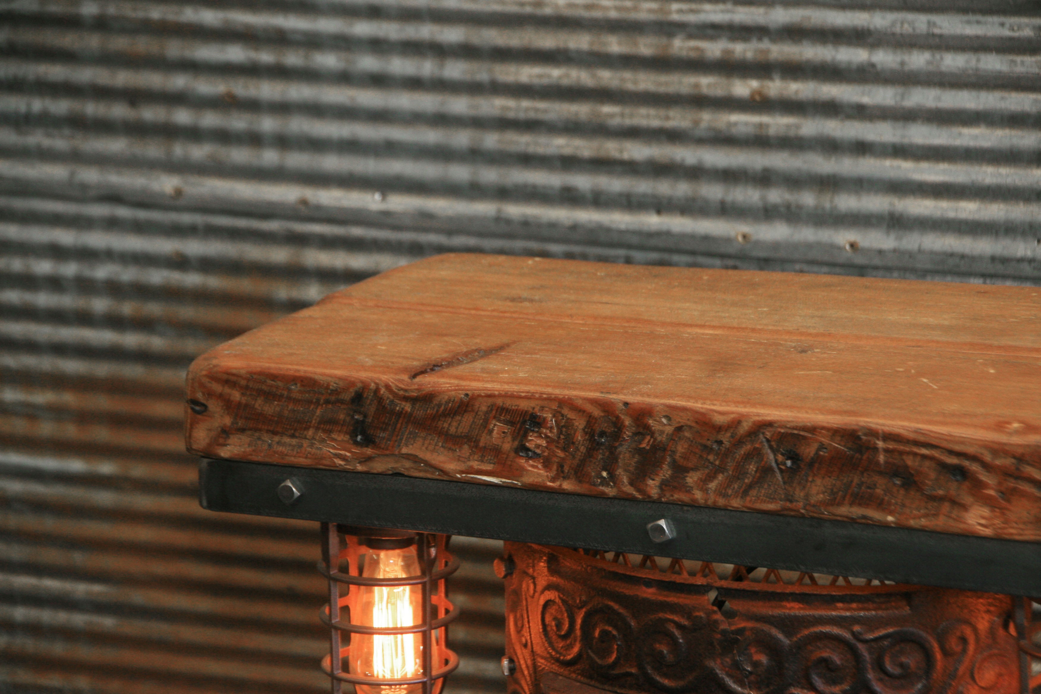 Steampunk Industrial Table / Anitque Boiler Door / Barnwood / Steam Gauge / Table 1953