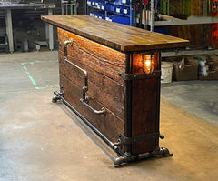 Steampunk Industrial / Bar / Barnwood  / Hostess Stand / Large 8' Table / Beer Garden Pub / #3410