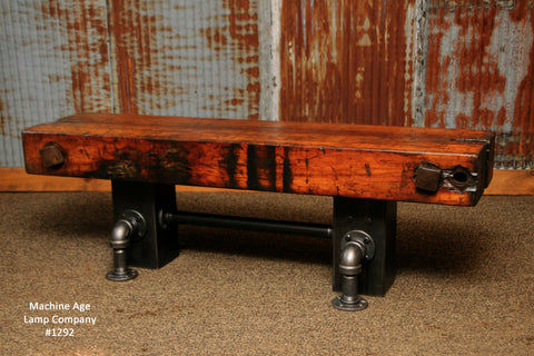 Steampunk Industrial Antique Wood Beam Bench or Coffee Table #1292 -Sold