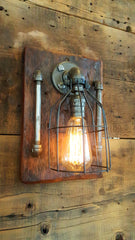Steampunk, Industrial Barn Wood Wall Sconce, light, lamp, #1068