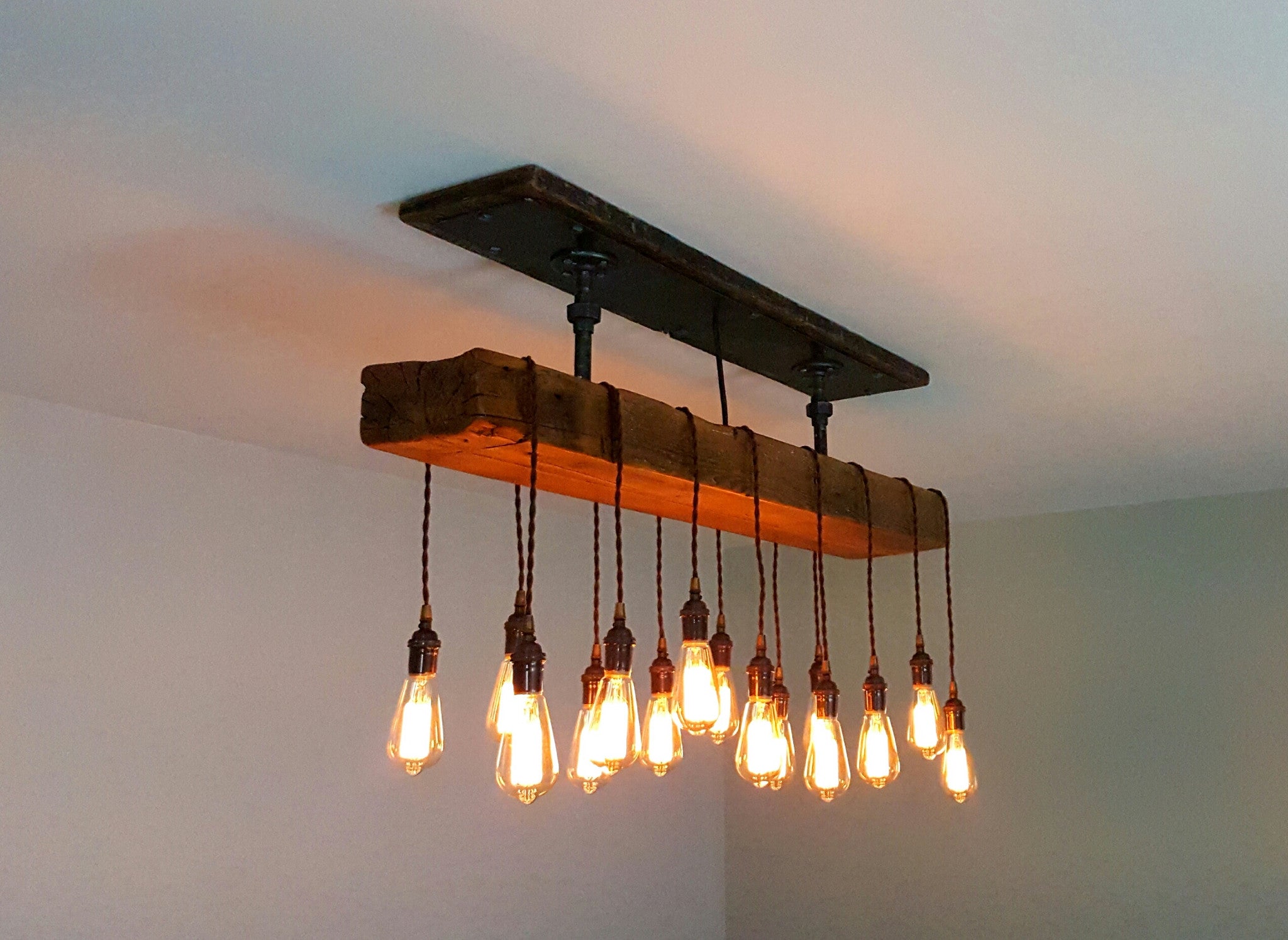 Steampunk Industrial Antique Barnwood Beam Ceiling light