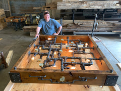 Steampunk Industrial Barnwood Coffee Steam Gauge Table  #2860