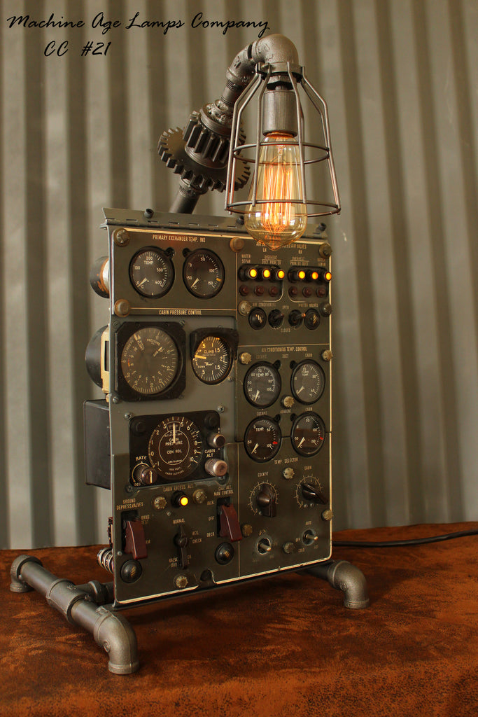 Steampunk Machine Age Aviation Lamp instrument Control Panel Air Plane #CC21 - SOLD