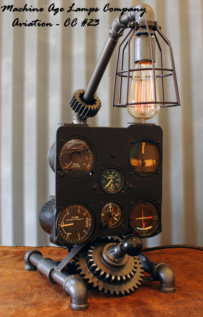 Steampunk Lamp, Vintage Airplane Dash Avionics Instrument panel #CC23 - SOLD