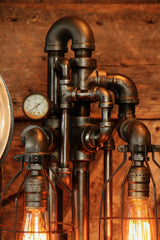Steampunk Industrial, Steam Gauge Lamp - #773