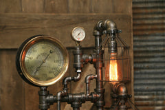 Steampunk Industrial Lamp / Antique Steam Gauge / Railroad / Lamp #1761 sold