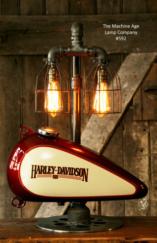 Steampunk Industrial Lamp, Harley Davidson Motorcycle Gas Tank #592 - SOLD