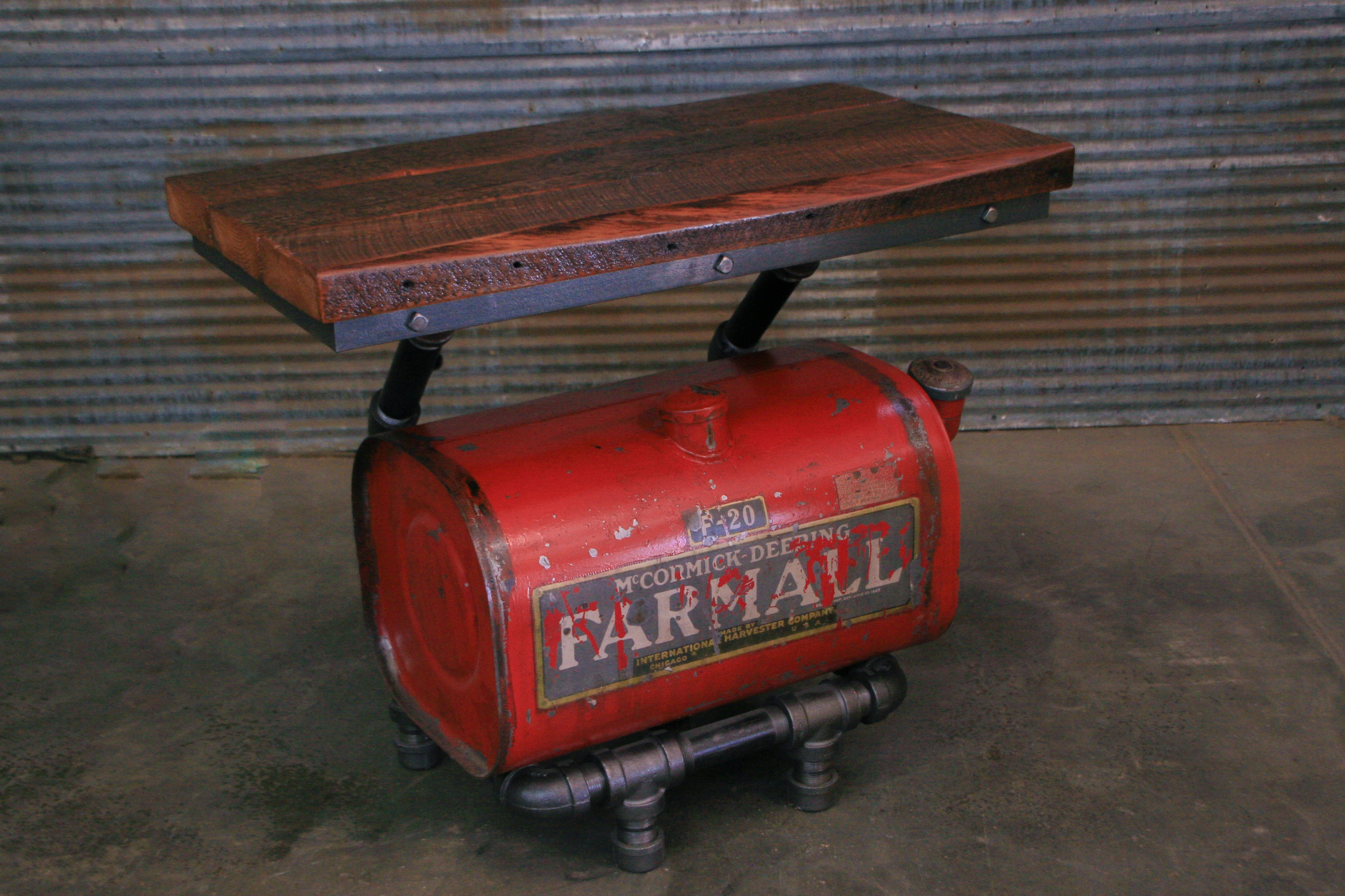 Steampunk Lamp, Antique Farmall Tractor Fuel Tank Table / Farm #3926