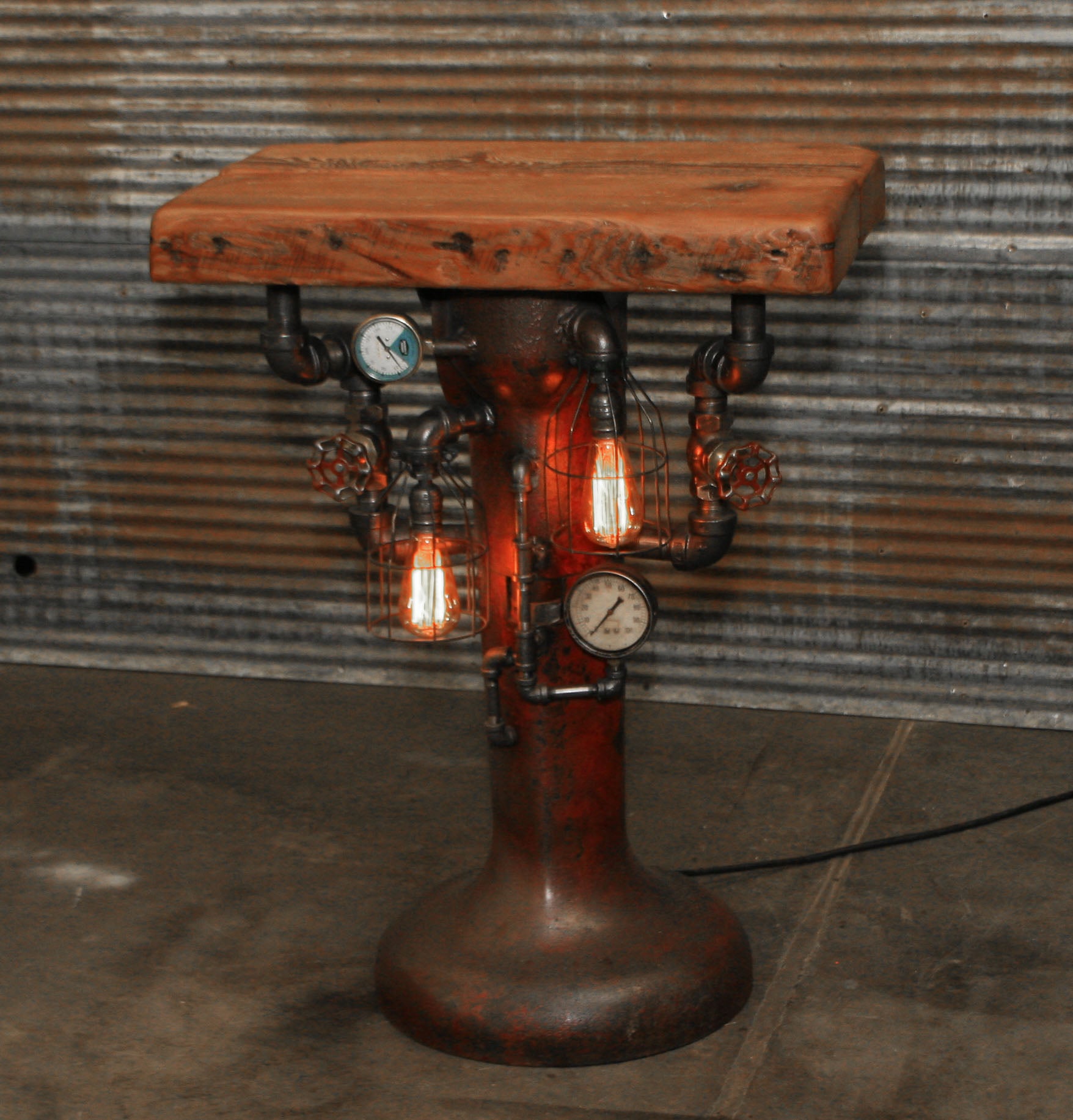 Steampunk Industrial Table / Antique Cream Separator Base / Barnwood / Hostess Stand / Table #2010