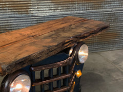 Steampunk Industrial / Automotive / Original vintage 50's Jeep Willys Grille / Table Sofa Hallway / Blue  / Table #2750