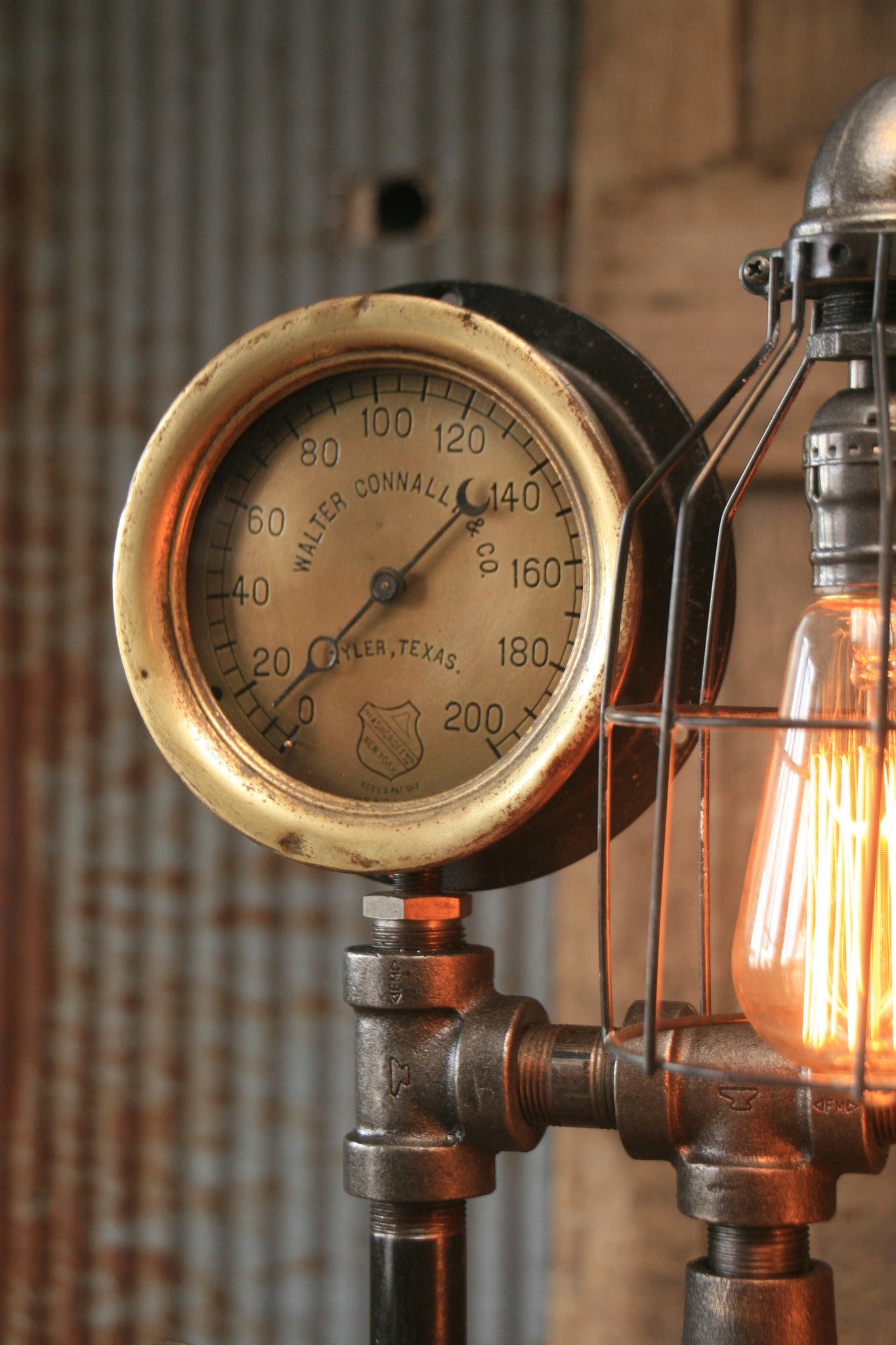 Steampunk Industrial Lamp / Gear / Steam Gauge /  Texas /  #1406
