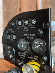 Steampunk  Aviation / Military / Instrument Panel Airplane / F-4 Phantom Cockpit Landing Gear & Flaps Instrument Sub Panel / Lamp #3222 sols