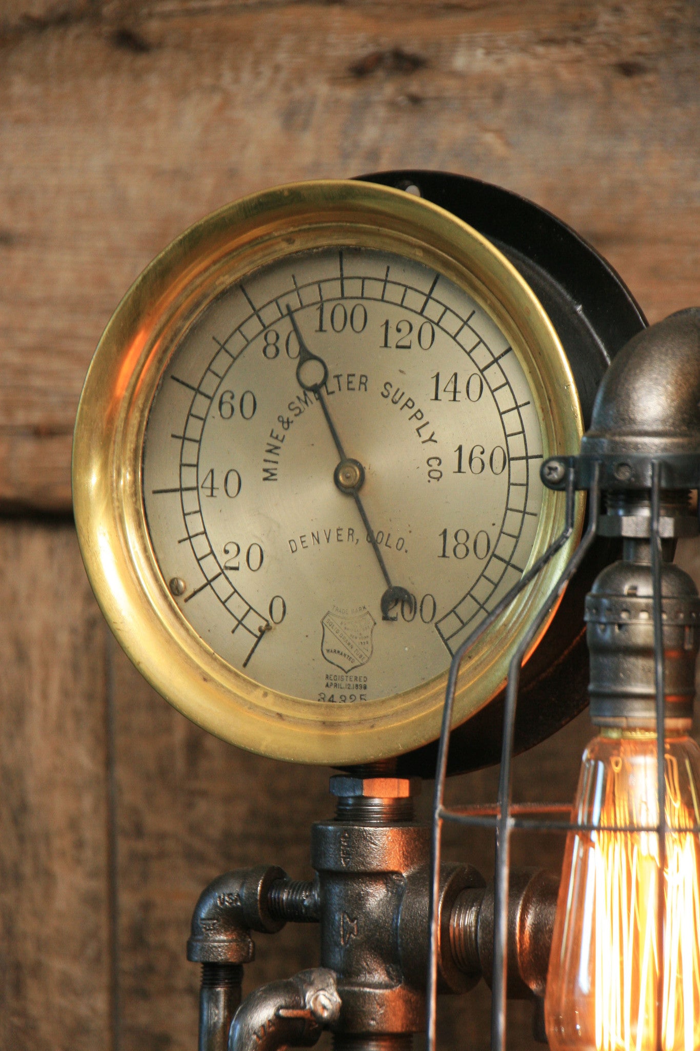 Steampunk Industrial Steam Gauge Lamp, #1049