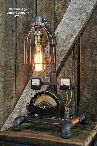 Steampunk Lamp,  Brass Meter and Copper Base #202 - SOLD