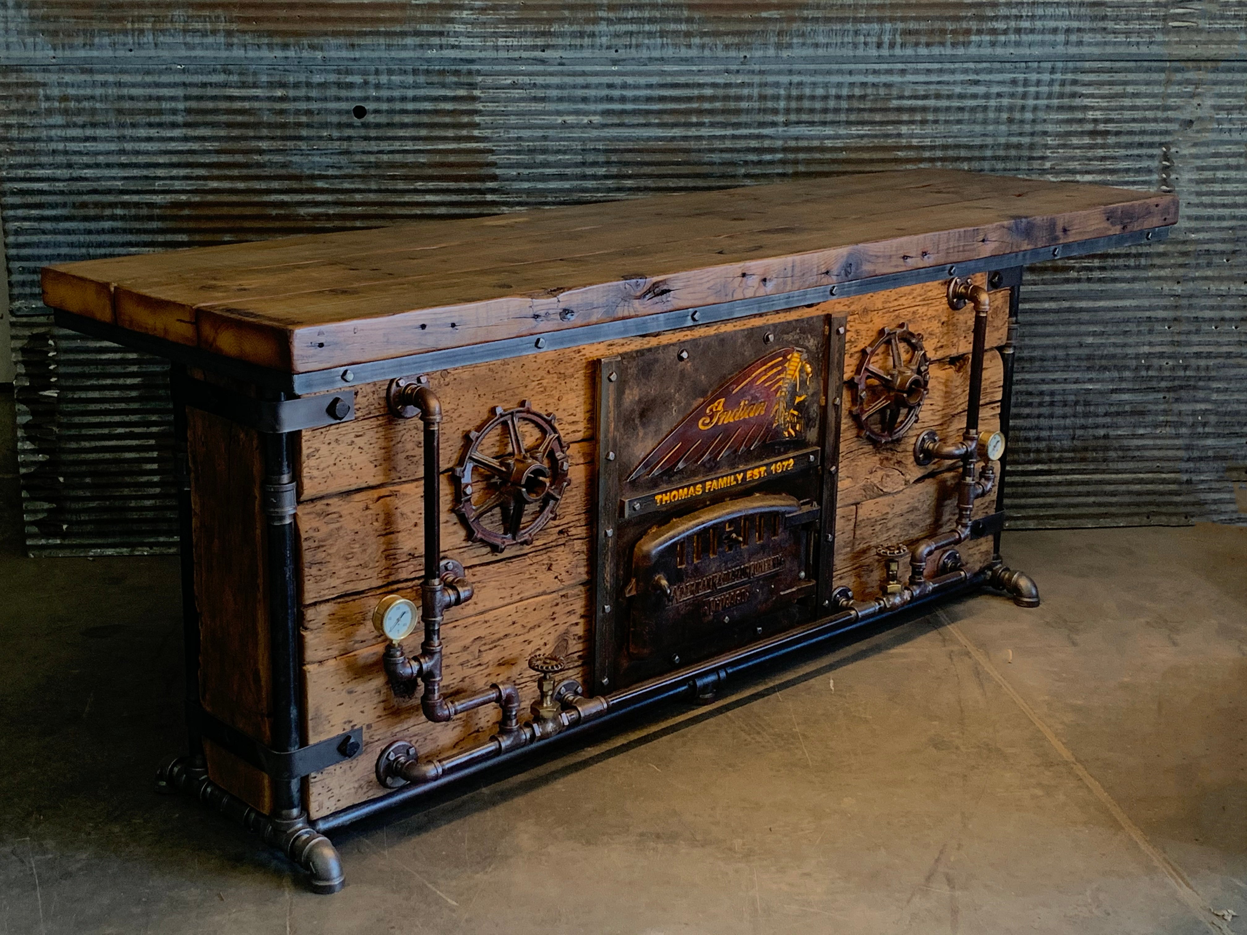 Steampunk Industrial / Bar / Barnwood  / Hostess Stand / Large 8' Table / Pub / #3100