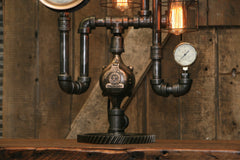 Steampunk Industrial / Antique Steam Gauge / Boston / Lamp #1871