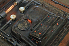Steampunk Industrail / Boiler door / Barnwood / Lighting / Coffee Table / #2435