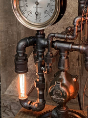 Steampunk Industrial / Machine Age Lamp / Antique Steam Gauge  / Lamp #2770 sold