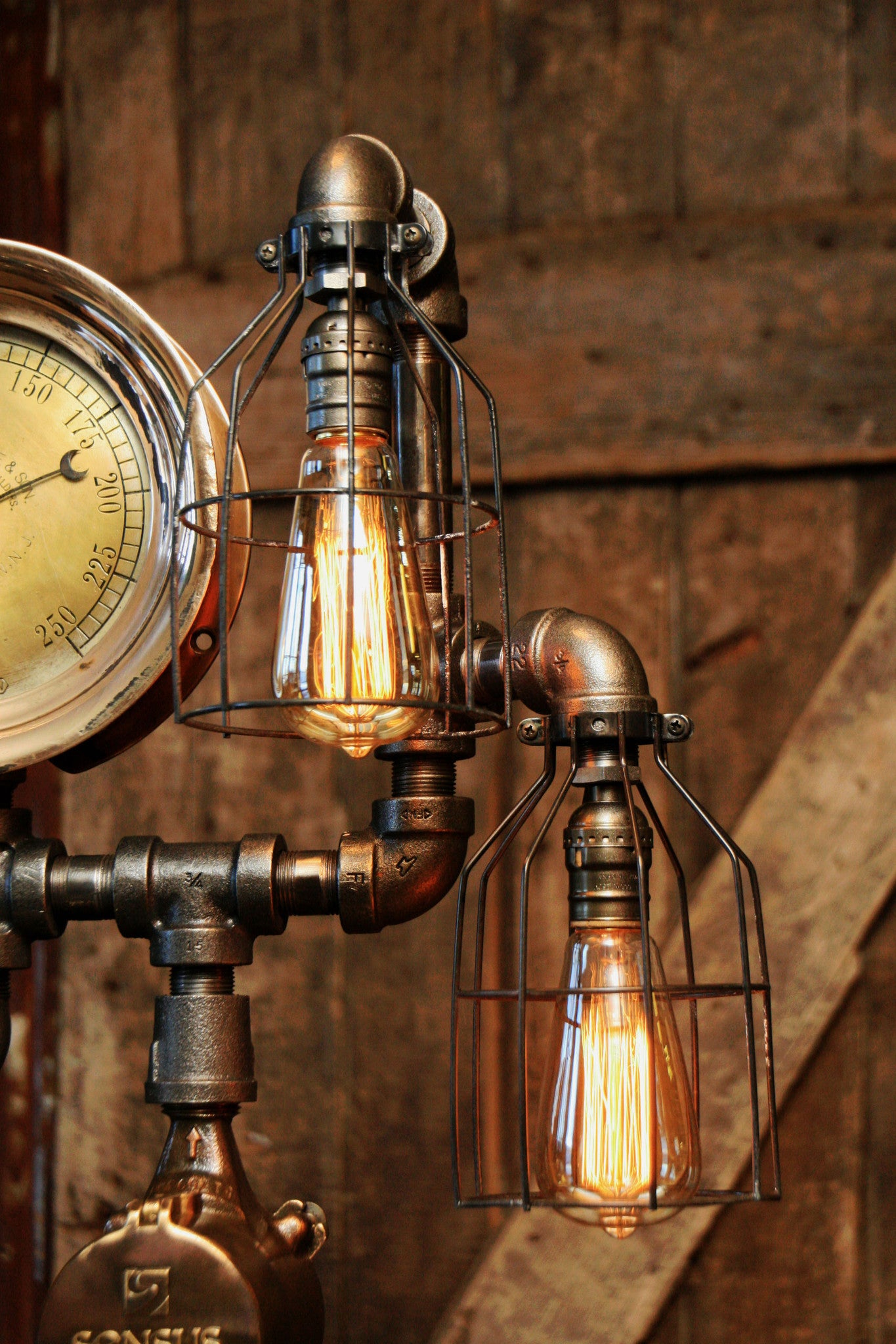 Steampunk, Industrial, Antique Steam Gauge / Gear /  Lamp #740